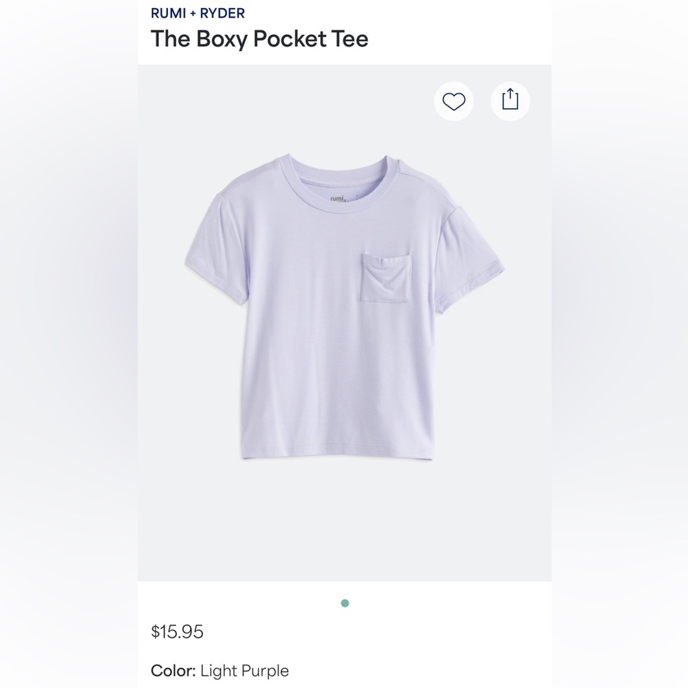 Rumi Ryder Light Purple Boxy Pocket Tee